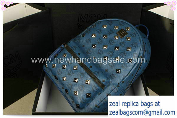 High Quality Replica AAAAAAAA Quality MCM Stark Backpack mini in Calf Leather 8031 RoyalBlue